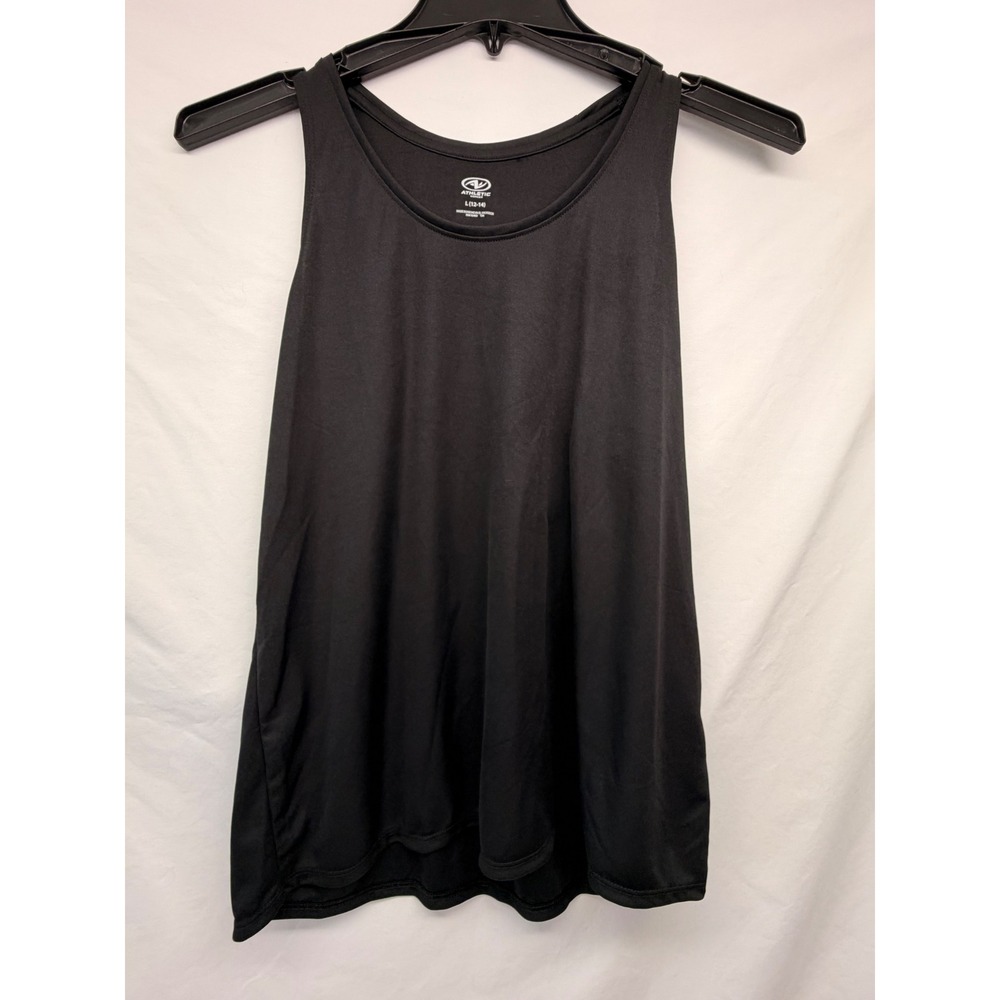 Athletic Works Womens Black Racerback Tank Top Large 12-14 Activewear Scoop Neck